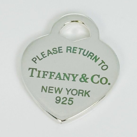 Return to Tiffany Green Enamel Heart Tag Charm or Pendant Necklaces